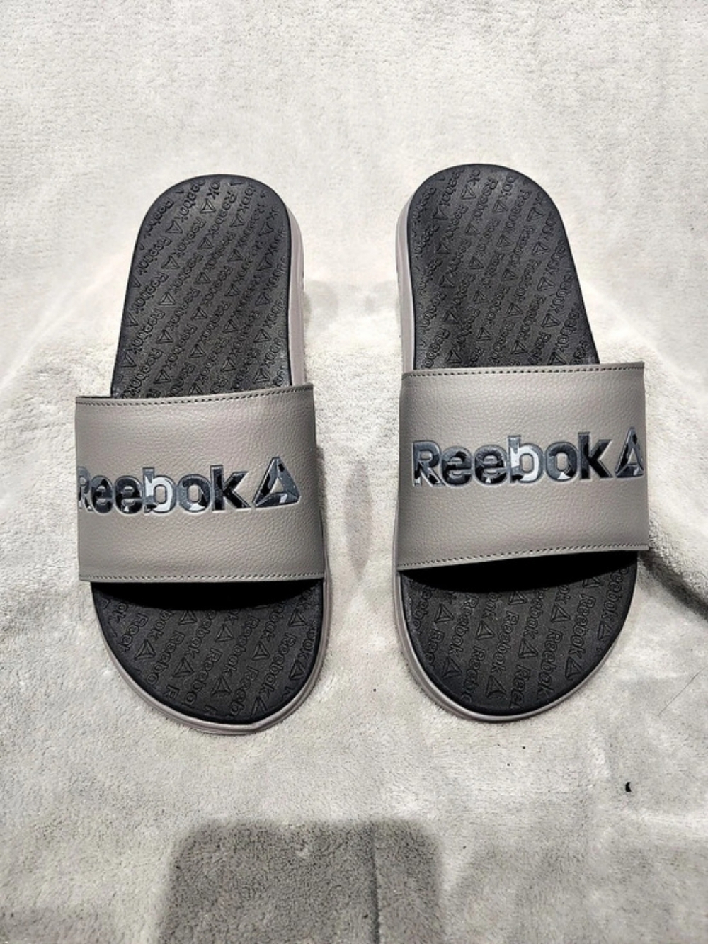 Reebok Gray & Black Slide Sandals